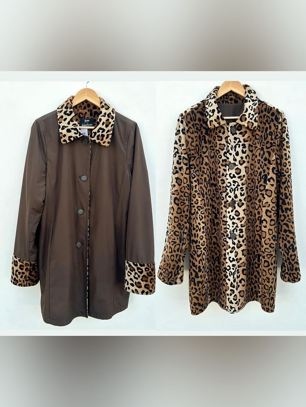 Dennis Basso Reversible Leopard Print Coat NWOT Medium $289 RETAIL